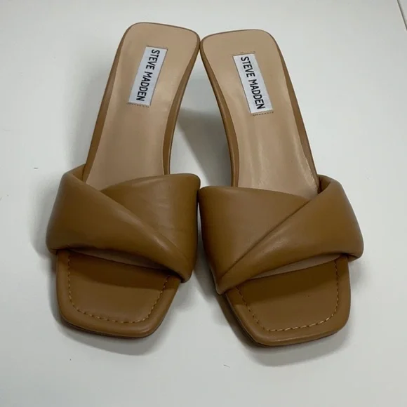 Steve Madden Thai Tan Nude Kitten Heels Slip On Sandal Size:9 - Picture 7 of 8